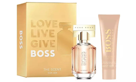 Hugo Boss The Scent Gift Set 30ml EDP Spray + 50ml Body Lotion (The Scent for Her by Hugo Boss is a Gift Set consisting of 30ml Parfum Spray and with a Body Lotion.)
